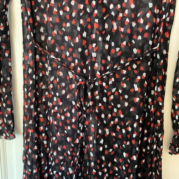 Lisa Bayne Kimono Duster Cardigan Black Geo Sheer Tie Front S Lagenlook Artsy - Picture 5 of 8